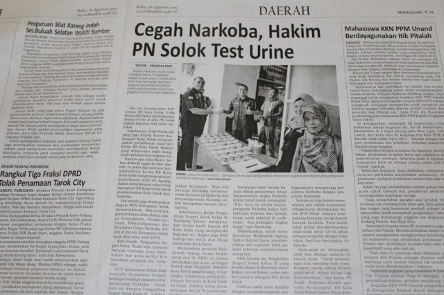 Pemeriksaan/Tes Narkoba dari BNN Kota dan Kabupaten Solok